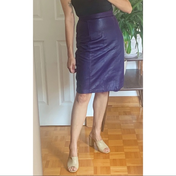 Vintage Leather High Waist Pencil Skirt - Picture 1 of 6